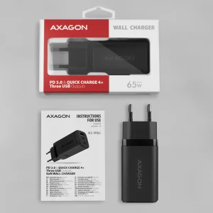 AXAGON ACU-DPQ65, GaN nabíječka do sítě 65W, 3x port (USB-A + dual USB-C), PD3.0/QC4+/PPS/Apple - obrázek 7