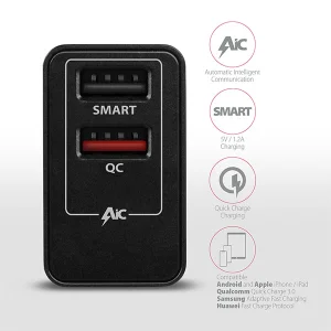 AXAGON ACU-QS24, QC & SMART nabíječka do sítě 24W, 2x USB-A port, QC3.0/AFC/FCP + 5V/1.2A - obrázek 4
