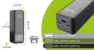 Viking PN-964PD 27000 mAh/Output:1xUSB-A,2xUSB-C/Input:2xUSB-C/LED display - obrázek 8