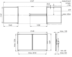 Vogel's RISE WBS86 keramické tabule se závěsy pro 86" obrazovky na stojanech RISE 200x - obrázek 2