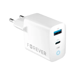 Rychlonabíječka do sítě Forever GaN TC-06-33AC PD QC 1x USB-C 1x USB 33W bílá