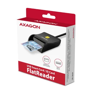 AXAGON CRE-SM3N, USB-A FlatReader čtečka kontaktních karet Smart card (eObčanka), kabel 1.3m - obrázek 3