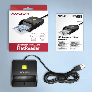 AXAGON CRE-SM3N, USB-A FlatReader čtečka kontaktních karet Smart card (eObčanka), kabel 1.3m - obrázek 4