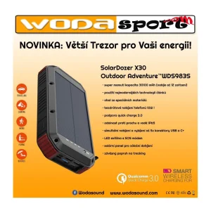 Wodasport - X30 - Solární powerbanka Wodasport® SolarDozer X30, Outdoor Adventure™ 30100 mAh 7v1 - obrázek 3