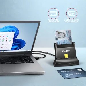 AXAGON CRE-SM4N, USB-A čtečka kontaktních karet Smart Card (eObčanka), stojánková, kabel 1.3 m - obrázek 3