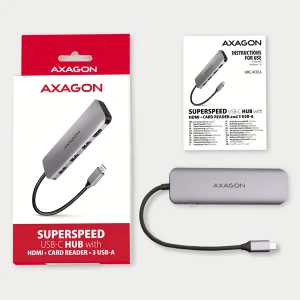 AXAGON HMC-HCR3A USB 3.2 hub, 3x USB-A, HDMI 4K, SD/microSD - obrázek 5
