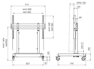 Vogel's RISE 3205 pojízdný podlahový lift 86", dvojitý, 903-1604 mm - obrázek 2