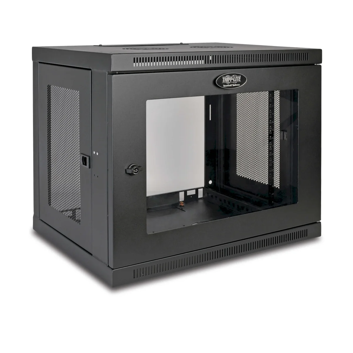 Skříň SmartRack 9U, Mini Rack, Š=600mm, Hl=450mm, hloubka pro přepínače, prosklené dveře, na stěnu