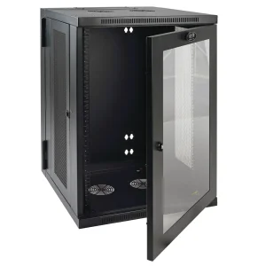 Skříň SmartRack 18U, Š=600mm, Hl=550mm, hloubka pro přepínače, prosklené dveře, montáž na stěnu - obrázek 3