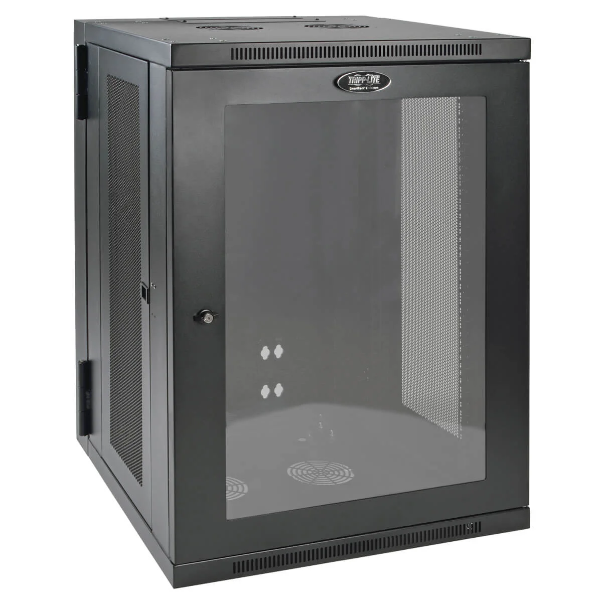 Skříň SmartRack 18U, Š=600mm, Hl=550mm, hloubka pro přepínače, prosklené dveře, montáž na stěnu
