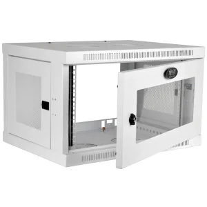 Skříň SmartRack 6U, Š=600mm, Hl=450mm, hloubka pro přepínače, prosklené dveře, montáž na stěnu, bílá - obrázek 2