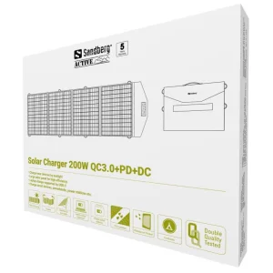 Sandberg solární panel - nabíječka, výkon 200W , QC3.0+PD+DC, černá - obrázek 6