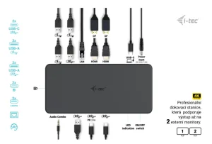 i-tec Dokovací stanice Dual 4K USB 3.0/USB-C/Thunderbolt 3 - obrázek 5