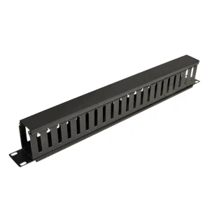 Kabelový manažer horizontální SmartRack 1U, kabelový kanál s výřezy pro kabely a krytem