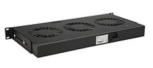19" 1U 3 ventilátory s bimetalovým termostatem RAL černá do 19" lišt VJ19-3-T-B - obrázek 2