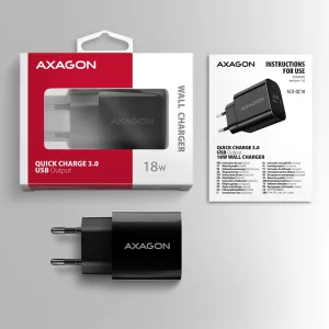 AXAGON ACU-QC18, nabíječka do sítě 18W, 1x port USB-A, QC3.0/AFC/Apple, černá - obrázek 3
