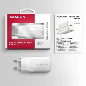 AXAGON ACU-PD30W, Sil nabíječka do sítě 30W, 1x port USB-C, PD3.0/PPS/QC4+/SFC/AFC/Apple, bílá - obrázek 8