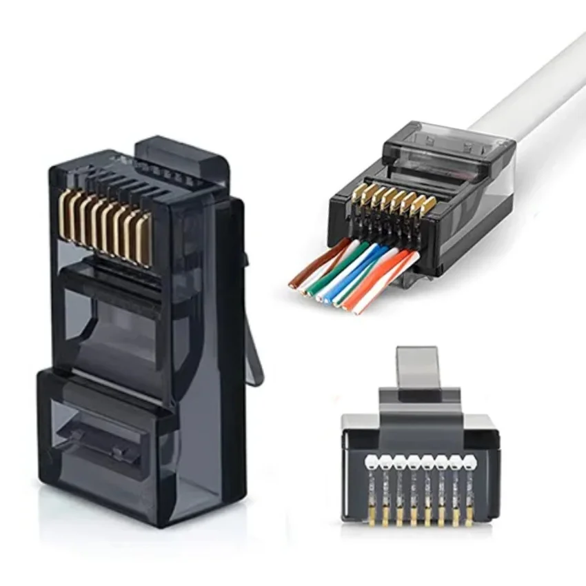W-Star Konektor UTP RJ45EZ Cat5e100ks pozlacený, černá, pass through RJ45EZ5KS