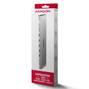 AXAGON HMC-10HLS USB hub 4x USB-A HDMI RJ-45 PD 100W - obrázek 10