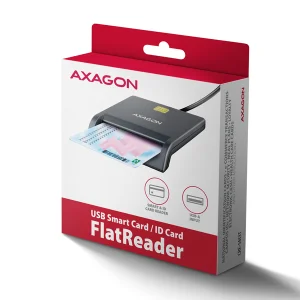 AXAGON CRE-SM3T, USB-A FlatReader čtečka kontaktních karet Smart card (eObčanka), kabel 1.3m - obrázek 3