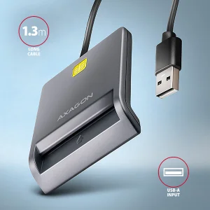 AXAGON CRE-SM3T, USB-A FlatReader čtečka kontaktních karet Smart card (eObčanka), kabel 1.3m - obrázek 5