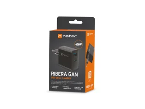 Univerzální USB nabíječka Natec RIBERA GaN 45W, 1X USB-A, 1X USB-C, černá - obrázek 7