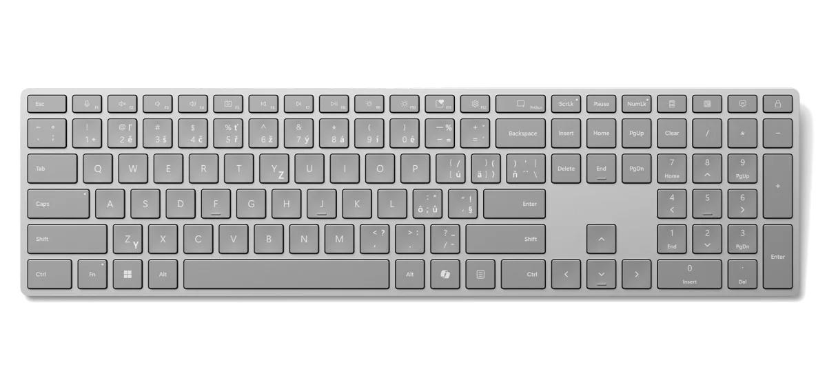 Microsoft Surface Keyboard (2. edice)/Bezdrátová Bluetooth/CZ-SK layout/Šedá