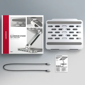 AXAGON HMC-STND, stojan pro 10"-17" notebooky, USB 5Gbps hub, 3x USB-A, HDMI 4k/60Hz, RJ-45, PD 100W - obrázek 10