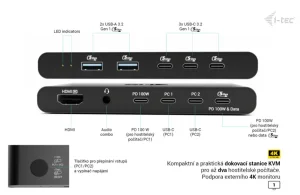 i-tec KVM dokovací stanice HDMI 2 hostitele, 2x 100W - obrázek 8