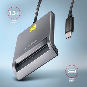 AXAGON CRE-SM3TC, USB-C FlatReader čtečka kontaktních karet Smart card (eObčanka), kabel 1.2m - obrázek 4