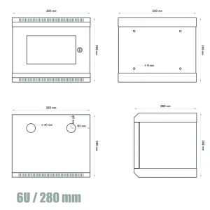 10" rack jednodílný 6U/280 DATACOM šedý Skl.dv. - obrázek 5