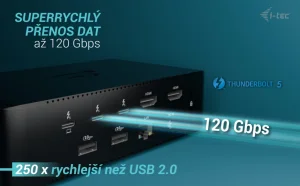 I-TEC Thunderbolt5 Quattro Display dokovací stanice, 5× USB, 2.5G LAN - obrázek 6