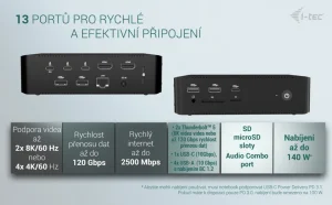 I-TEC Thunderbolt5 Quattro Display dokovací stanice, 5× USB, 2.5G LAN - obrázek 9