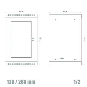 10" rack jednodílný 12U/280 DATACOM šedý Skl.dv. - obrázek 3