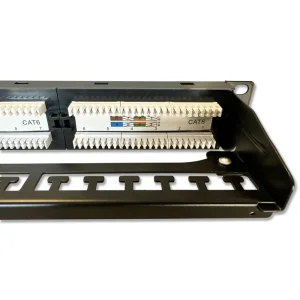 DATACOM Patch panel 19" UTP 24 port CAT6 DUAL 1U BK (4x6p) VL - obrázek 2