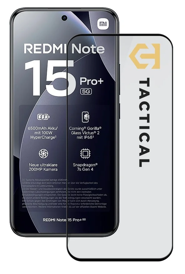 Tactical Glass Shield 5D sklo pro Xiaomi Redmi Note 15 Pro+ 4G/5G Black