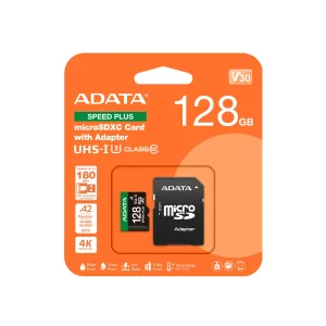 Adata Speed Plus/Micro SD/128GB/UHS-I U3 / Class 10/+ Adaptér - obrázek 2