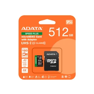 Adata Speed Plus/Micro SD/512GB/UHS-I U3 / Class 10/+ Adaptér - obrázek 2