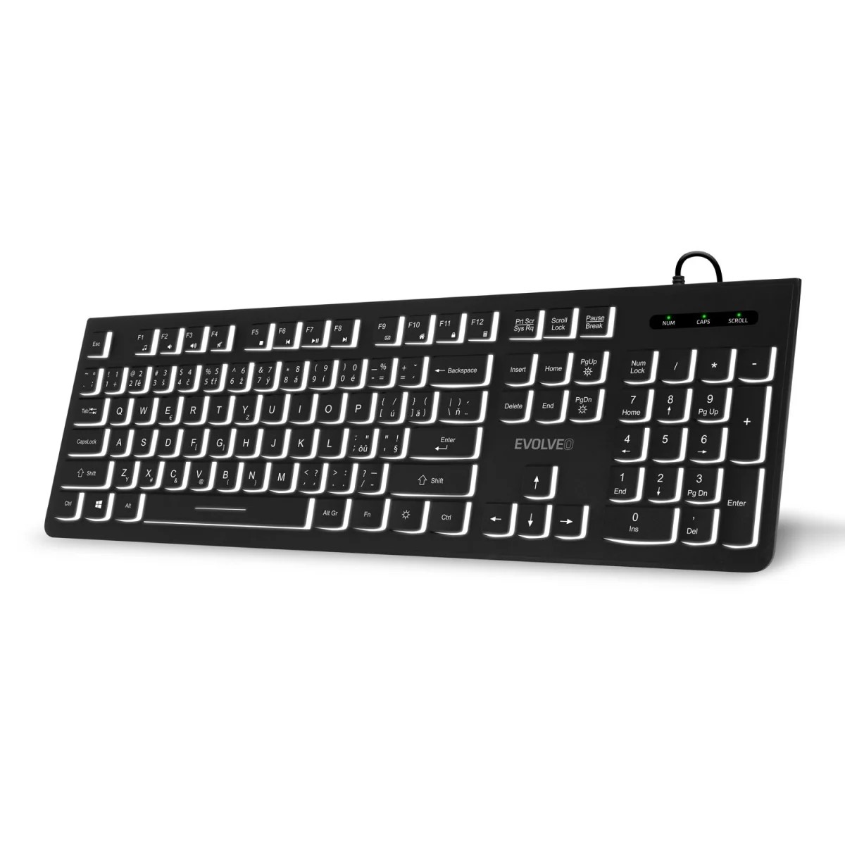EVOLVEO K1010, klávesnice s bílým podsvícením,