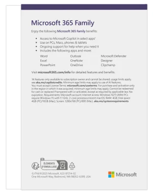 Microsoft 365 Family FY25H2 Mac/Win, 1 Rok, Eng - obrázek 3