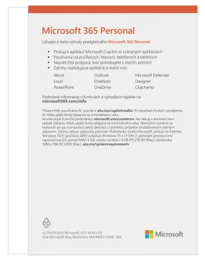 Microsoft 365 Personal FY25H2 Mac/Win, 1rok, SK - obrázek 3
