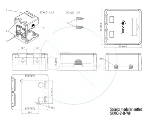 Zásuvka modulární Solarix pro 2 keystony na omítku bílá SXMO-2-0-WH - obrázek 2