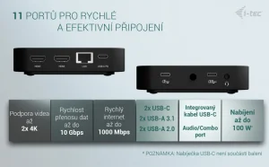 i-tec USB-C Dual HDMI dokovací stanice 100W - obrázek 4