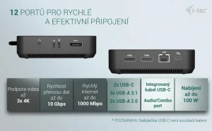 i-tec USB-C DP dokovací stanice Dual HDMI 100W - obrázek 3