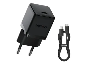 Baseus Palm Fast Nabíječka USB-C 20W + Datový Kabel USB-C/USB-C 1m Black