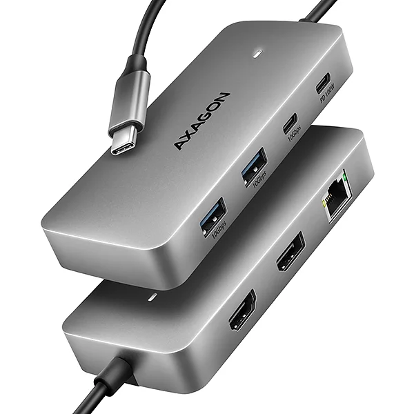 AXAGON HMC-CUB83X2 USB hub 10Gbps, HDMI, DP 4K/144Hz, RJ-45