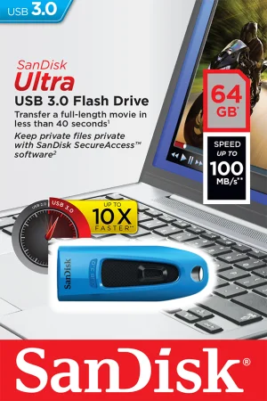 SanDisk Ultra/64GB/USB 3.0/USB-A/Modrá - obrázek 2