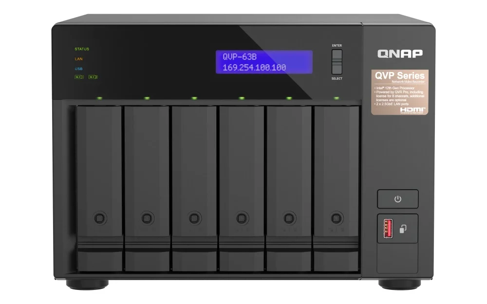 QNAP QVP-63B NVR Intel Core i3 16GB 6xSATA 8-36 kamer