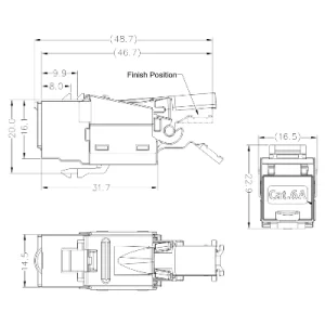 DATACOM STP Keystone 10G RJ45 CAT6A Silver - obrázek 2