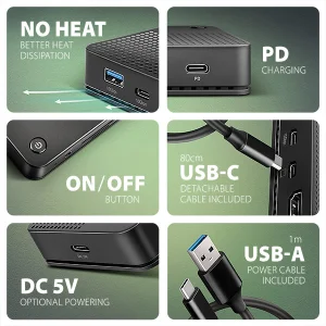 AXAGON HMC-U4 USB4 dokovací stanice, 40Gbps, PD100W - obrázek 8
